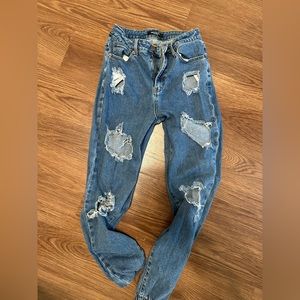 Ripped blue jeans
